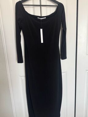 Black Off Shoulder Midi Dress NWT